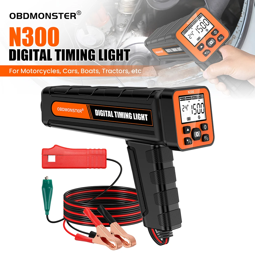 2026 Newly Upgraded N300 Digital Engine Timing Light 12V Car Ignition Timing Gun for Car Motorcycle Marine
