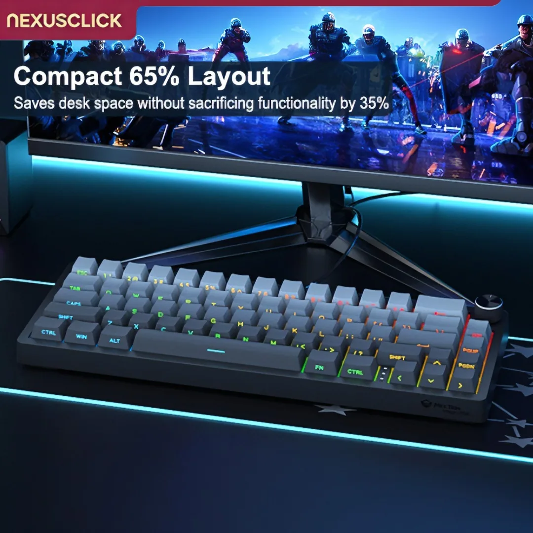 65% Compact Hot Swappable Mechanical Keyboard NexusClick Magnetic Switch RGB Backlit Wired 8K Polling Rate Gaming Keyboard
