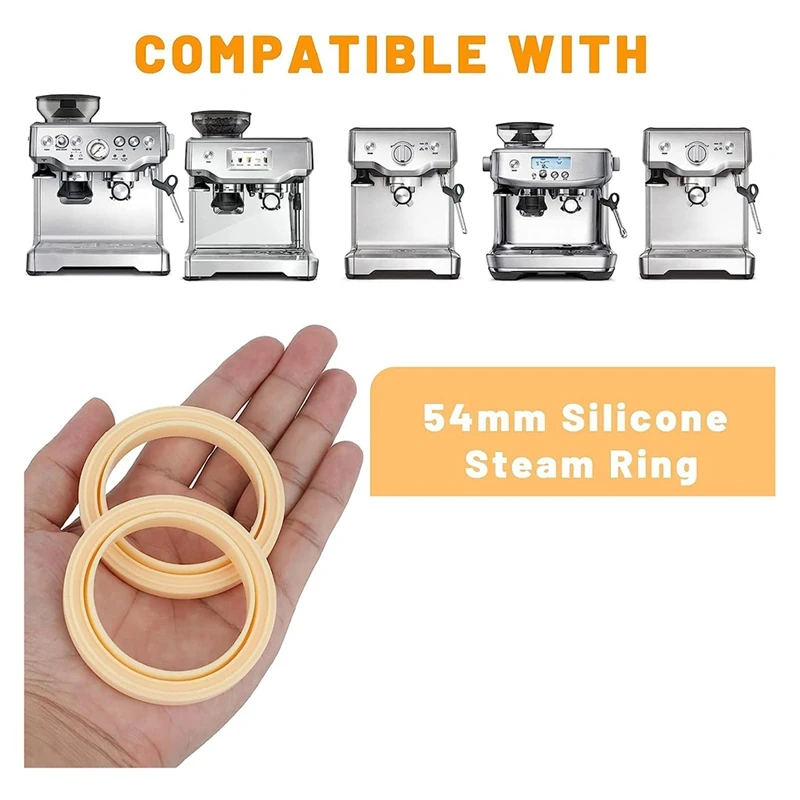 Anillo de vapor de silicona para máquina de Espresso Breville, piezas de repuesto de 6 piezas y 54Mm para máquina Espresso 878/870/860/880/450/500 y salvia 880/878
