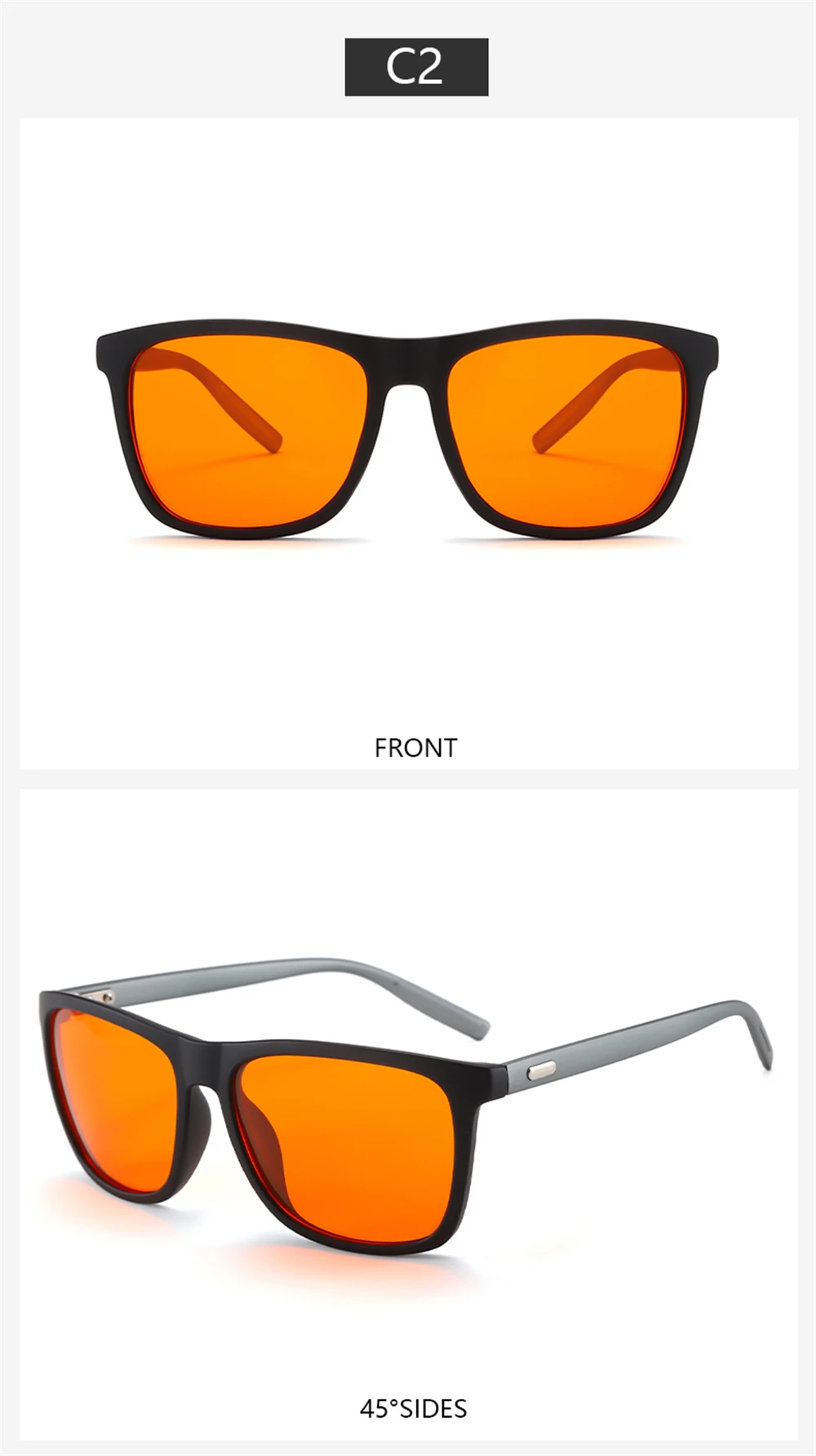 Klassische Orange-Linsen Blaulichtfilter-Brille für Männer und Frauen, Eckige Computer-Nachtsichtbrille mit Bildschirmfilter – Detail 12