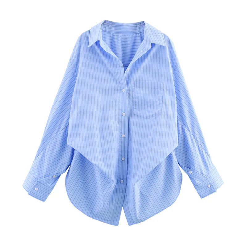 

Stripe Oversized Shirt Women Summer Korean Fashion Lapel Button Down Loose Shirts Blouses Casual Elegant Tops Streetwear 2025