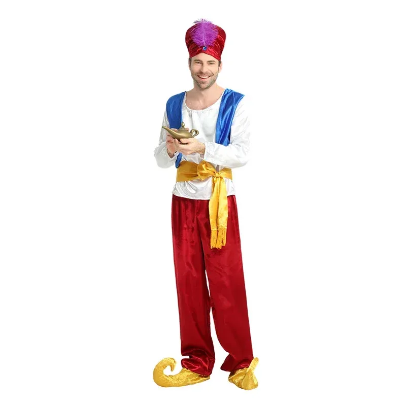 72th Anime Cosplay Mens halloween costumes for men adult party jasmine aladdin costume Lamp genie Adam prince Fantasia Boy Arab