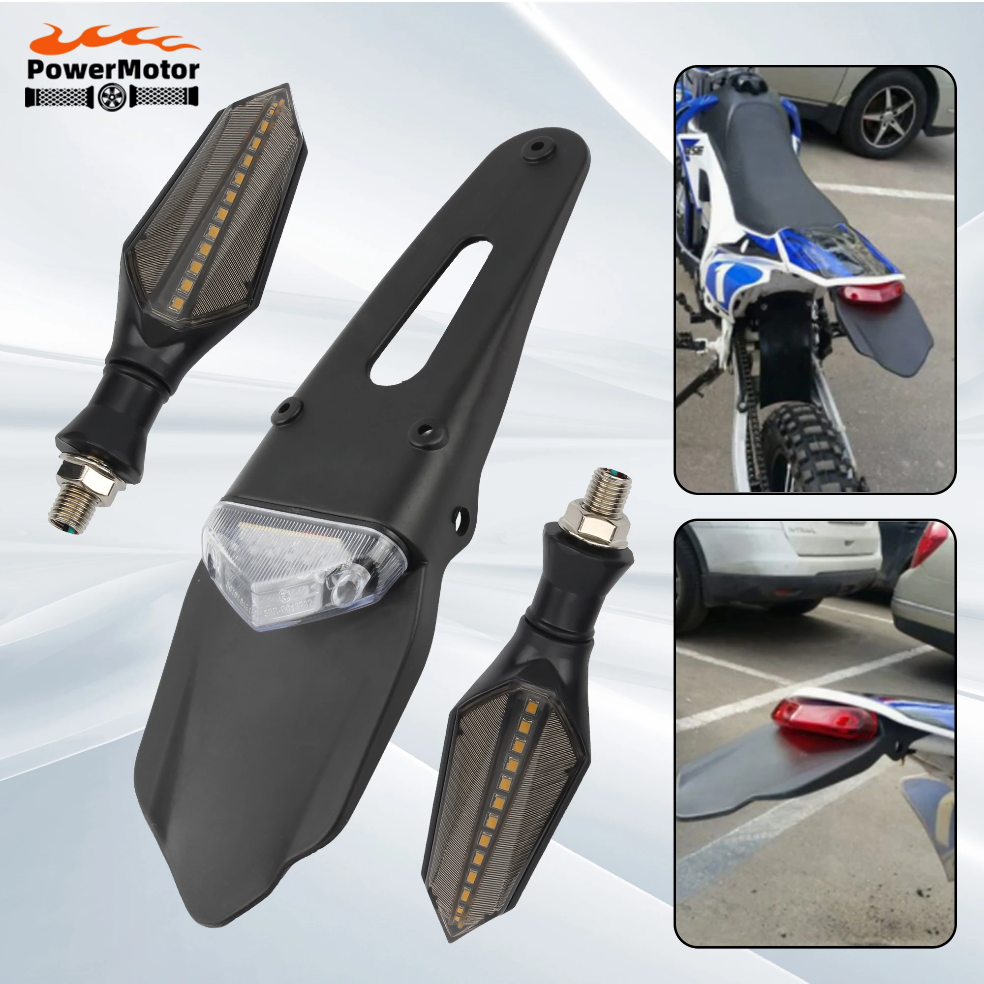 

Rear Fender Taillight Motorcycle 12V LED Tail Brake Lamps License Plate Lamp Enduro Trail Supermoto Motocross Universal Parts