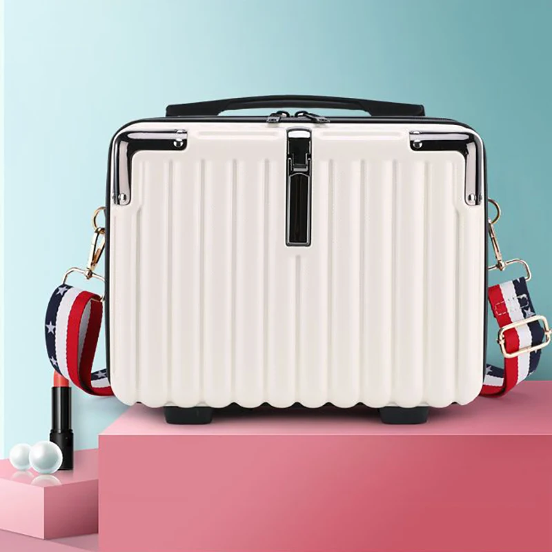 Mini Luggage Suitcase with Shoulder Strap, Women Make Up Bag, Small Storage Box, Lightweight Handbag, 14\