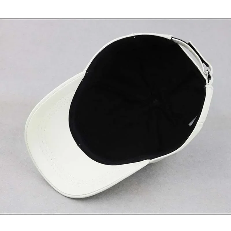 Female British Korean Sports White Baseball Cap Women Men Genuine Leather Duck Tonue Hats Male Casual Punch Hockey Golf