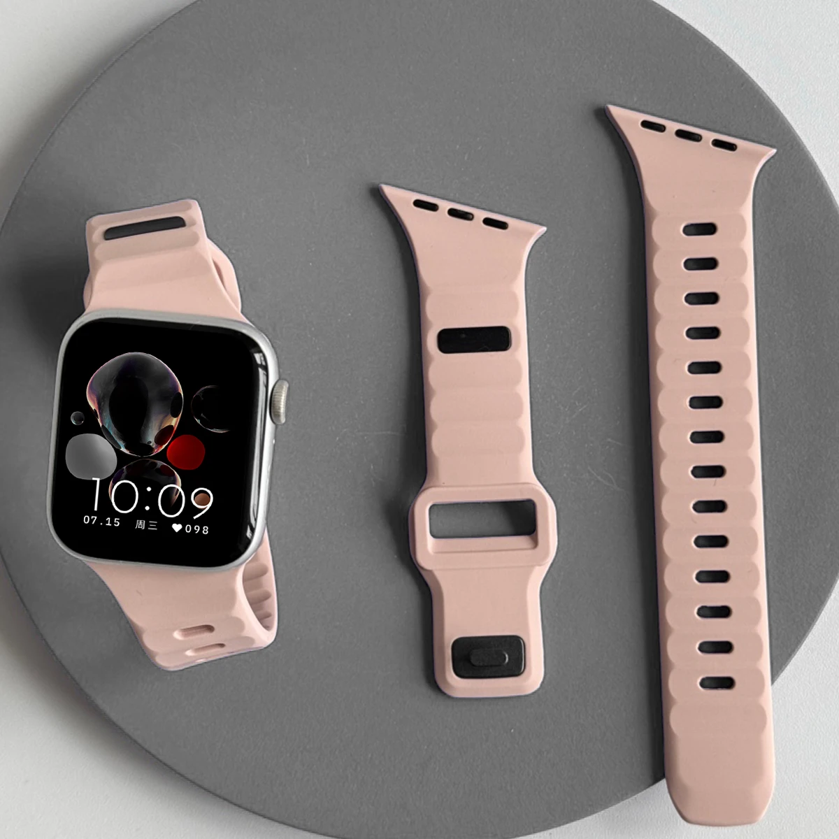 Silikon-Sportarmband für Apple Watch Ultra 3/2 49mm 42 44 38 40 41mm Zweifarbiges Verstellbares Armband für iWatch S11 10 9 8 7 6 SE3