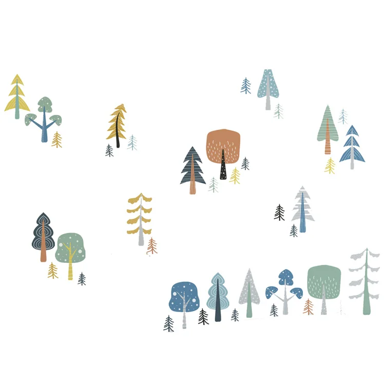 Cartoon-Wald-Baum-Wandaufkleber, Heimdekoration, Wandbild, Wohnzimmer-Dekoration, Tapete, Schlafzimmer-Kombination, selbstklebender Aufkleber – Detail 7