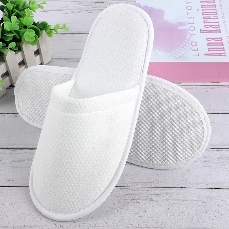 Solid Color White Hotel Room Light Non Slip Casual Home Disposable Slippers For Women