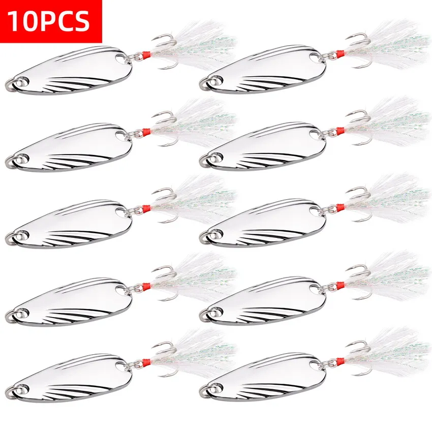 10pcs Durable  Metal Spoon Lure for Freshwater and Saltwater Fishing-Long Casting and Sequin Design for Enhanced Attraction