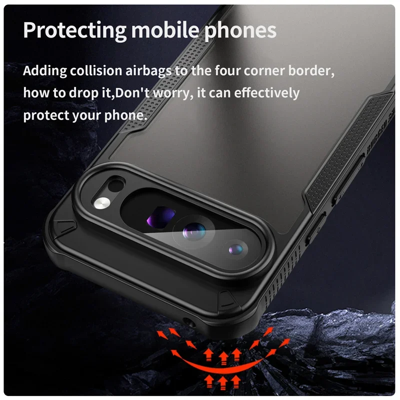 Frosted Matte Translucent Hybrid Rugged Armor Phone Case For Google Pixel 10 9 Pro XL 9A 8 A/Pro Anti-fall Lens Protector Cover