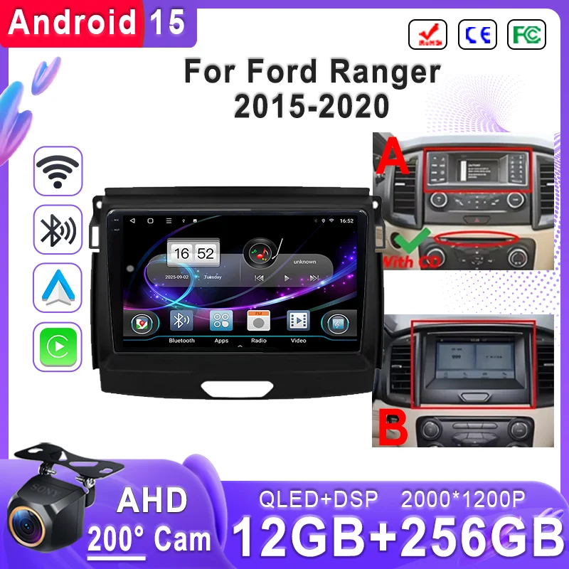 

Android 15 Car Plug and Play For Ford Ranger 2015 - 2020 Car Stereo Multimedia Player GPS No 2din DVD Screen Auto Radio Screen