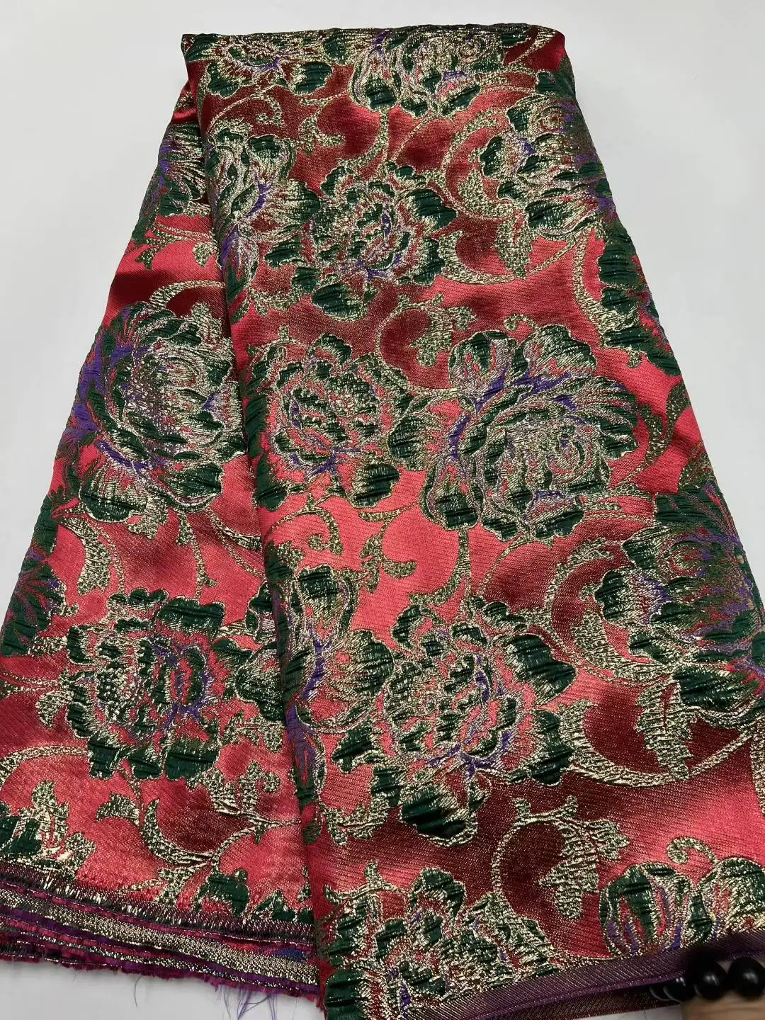 

African Brocade Fabrics for Nigerian Woman 2.5 Yards Damask Fabric Floral Brocade Nigerian Material Jacquard Tissu 5 Yards AW845