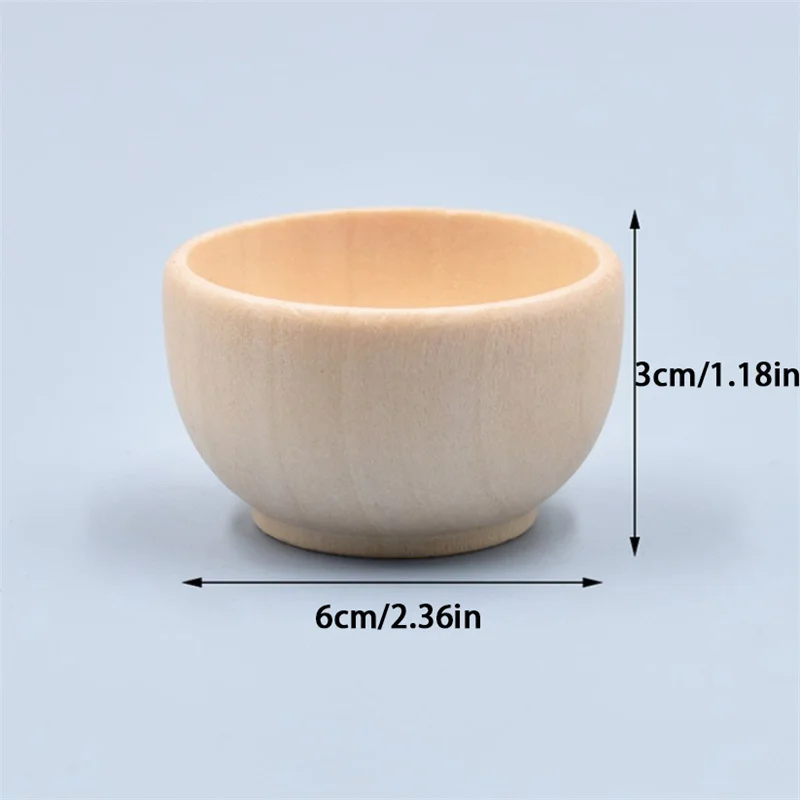 60*30MM Smll Children's Painted Wooden Bowl DIY Wooden Crafts Decor Room Small Wooden Bowl Oak Fruit Decoration