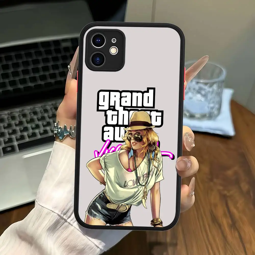 حار لاعب واحد لعبة Rstars GTA آيفون 11 12 13 14 15 16 برو ماكس زائد ماتي غطاء الهاتف الشفاف