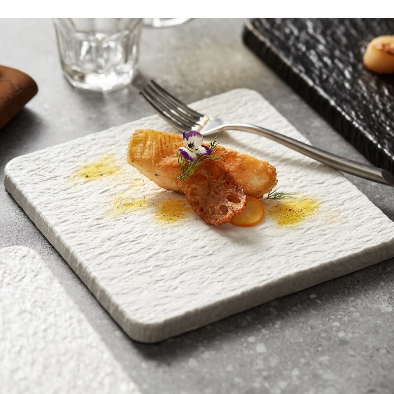 

Square Flat Plate Family Dinner Steak Hotel Restaurant Gourmet Decoration Main Course Kitchen Ceramic Tableware
