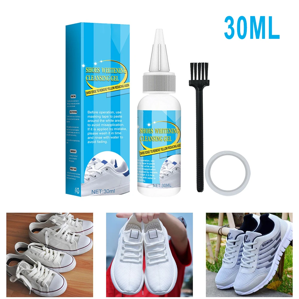 1bottle 30ml White Shoe Cleaner White-Sneakers Cleaning Tools With Making Tape High Quality Household Cleaning Brush Accessories