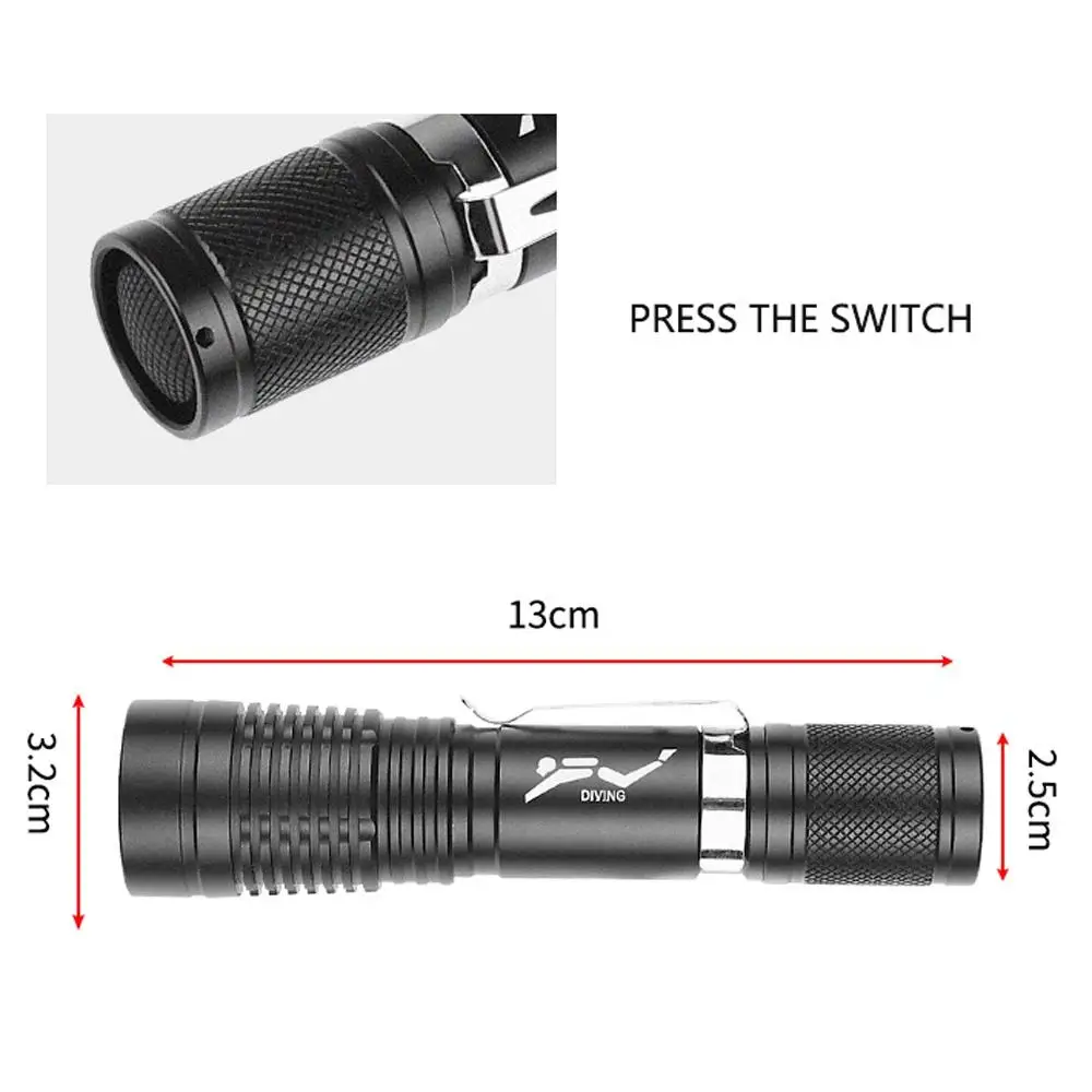 Mini lampes de plongée LED portables, étanches IPx8, professionnelles