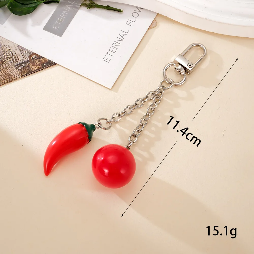 keychain tomato Resin Fruit Charm Cute Pendant for Phone Case/Bag Ideal Birthday Gift for Women Accessories﻿
