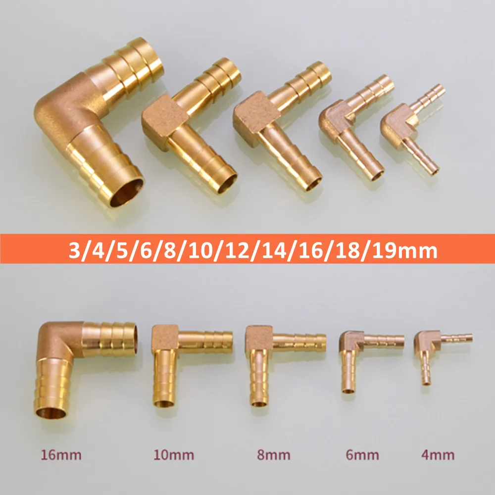 3 4mm 5mm 6mm 8mm 10mm 12mm 14mm 16 19mm Hose Barb Elbow Brass Barbed Pipe Fitting Coupler Connector Adapter For Fuel Gas Water