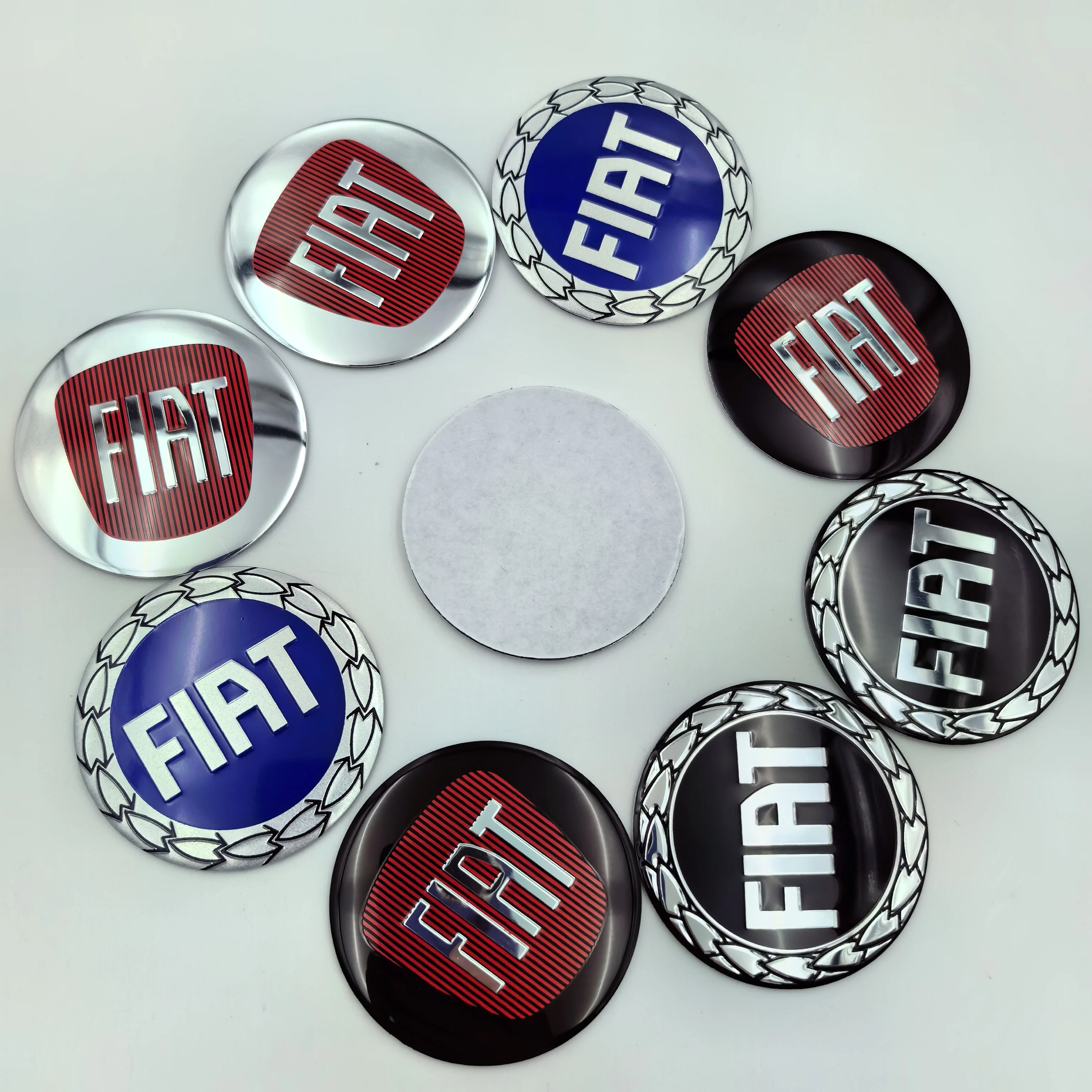 4 Stück 3D 50 mm Auto-Emblem Radnabenkappen Staubdichte Abzeichenabdeckungen Aufkleber Styling-Zubehör für FIAT Auto Rim Refit