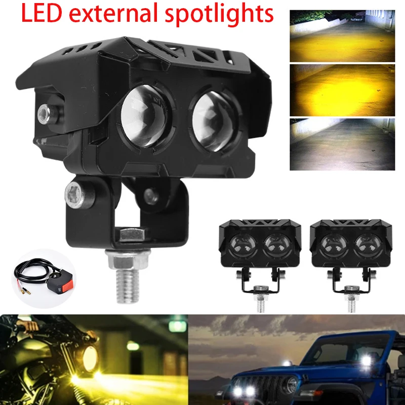 

Motorcycle LED Spotlight Headlight External Work Light Bar Hi/Lo Beam Offroad 4X4 ATV Driving Fog Lamp Moto Auxiliary Spot Light
