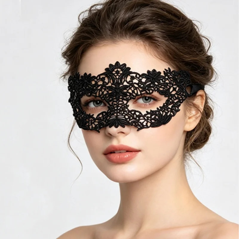 Sexy Frauen Schwarz Spitze Floral Augenmaske Maskerade Prom Gesichtsmaske Prinzessin Königin Party Make-Up Cosplay Nachtclub Spitze Maske Requisiten – Detail 21
