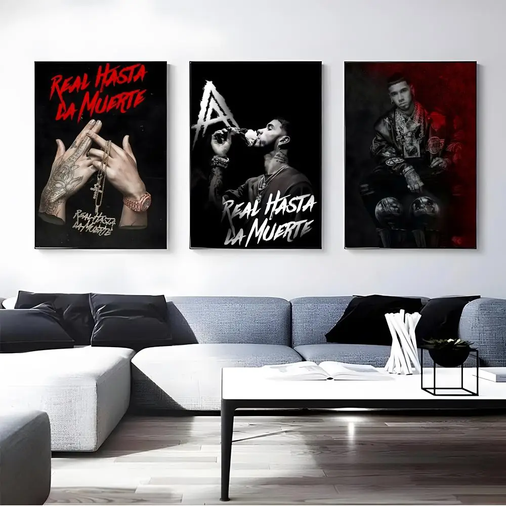 Rapper Anuel AA Poster Self-adhesive Art Waterproof Paper Sticker Coffee House Bar Room Wall Decor