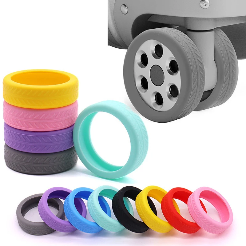 8PCS Universal Silicone Luggage Suitcase Spinner Wheels Caster Protector Covers Wear-Resistant Anti-Slip Silent Noise Reduction