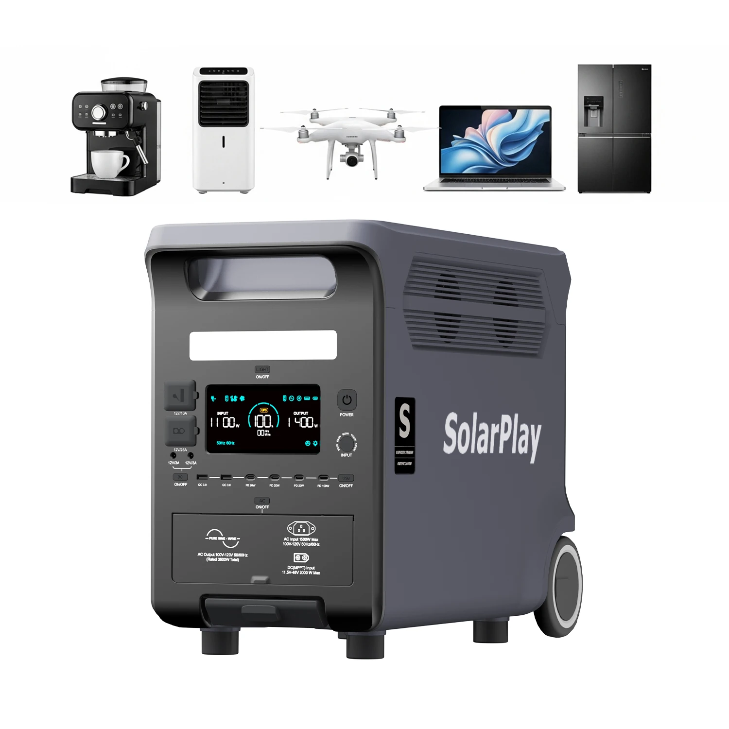 Factory Wholesale Portable 2400W/2500W/3600W Hybrid Inverter Power Station 3840Wh Solar Generator UPS MPPT RV Port Car