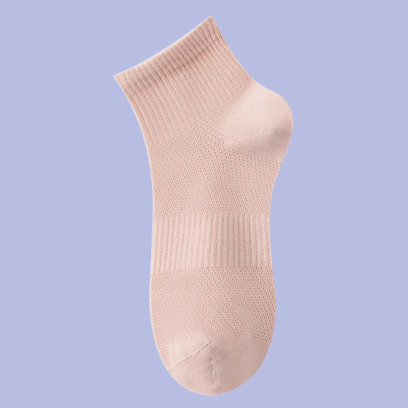 5/10 Pairs Women's Mid-Tube Summer Thin Mesh Breathable Spring and Autumn Boat Socks Sweat-Absorbent Socks Black and White Socks