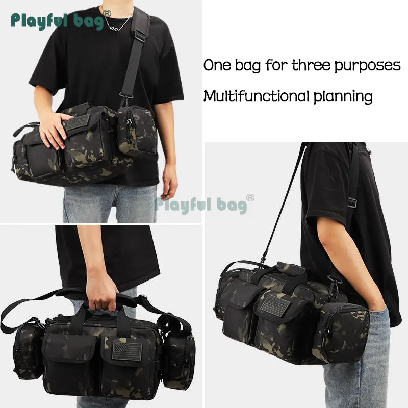 Playful bag CAMO Large-capacity Travel Bags 600D nylon Outdoor camouflage Shoulder Messenger Bag 3P camera handbag AVA23