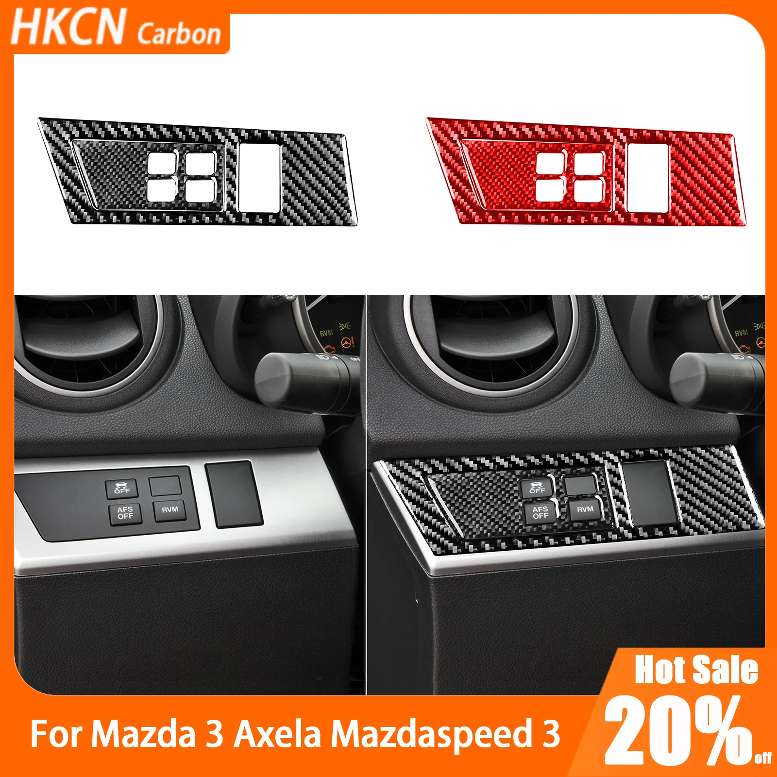 

For Mazda 3 Axela Mazdaspeed 3 2010—2013 Carbon Fiber Headlight Switch Panel Set Car Accessories Interior Cover Trim Sticker