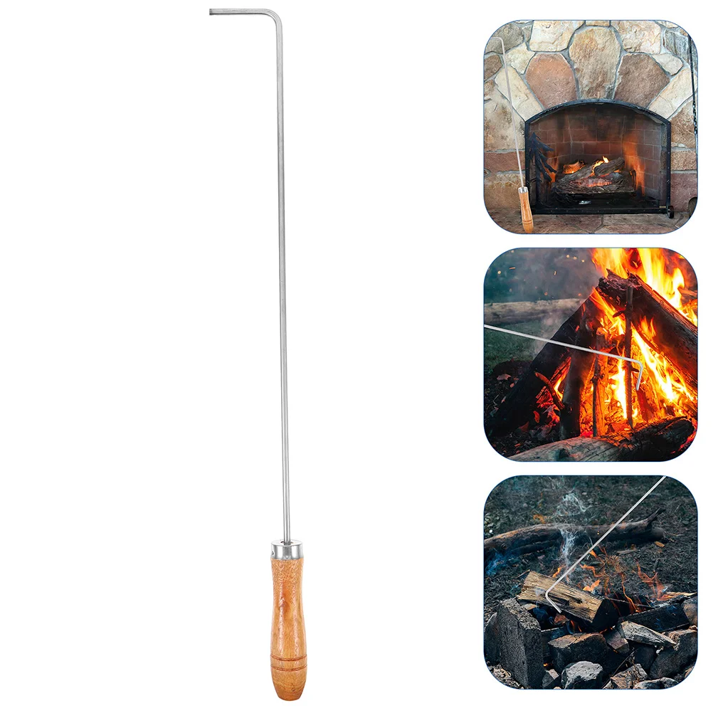 

Fire Hook Convenient Pit Poker Durable Tool Outdoor Indoor Wood Fireplace Tongs