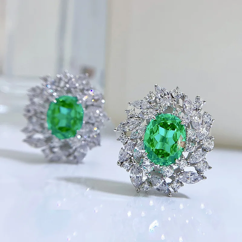 2024 new 925 sterling silver Paraiba earrings for women with a high-end feel and luxurious European and American style earrings