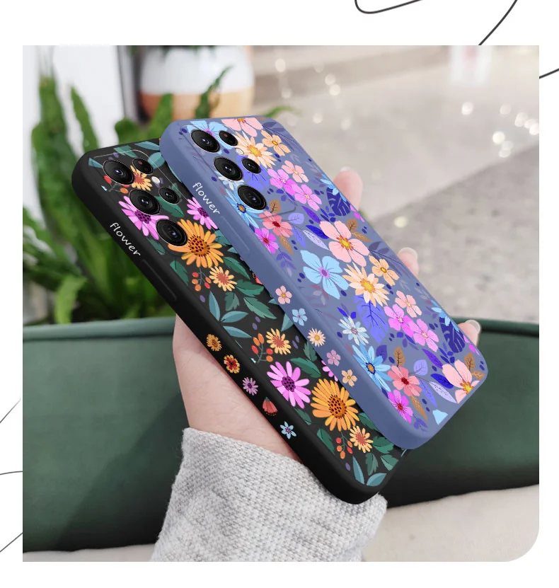 Auffällige Blumen Handyhülle für Samsung Galaxy S25 S24 S23 S22 S21 S20 Ultra Plus FE Note 20 Ultra 10 9 Plus Cover – Detail 5