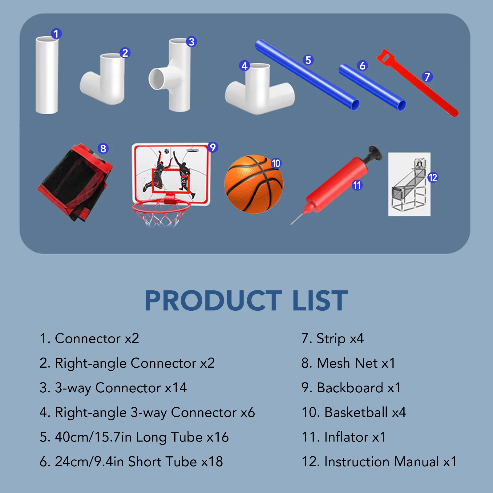 Conjunto de jogo de basquete infantil, cesta de basquete para ambientes internos e externos com 4 bolas, ajuste de altura de 88cm a 140cm, treinamento de basquete