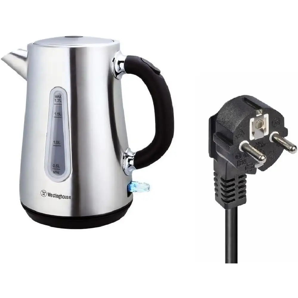 220 V Elektrische Draadloze Waterkoker 1.7L Rvs Theeketel Automatische Uitschakeling Droog Kook Bescherming 360 °   Draaibare basisadapters