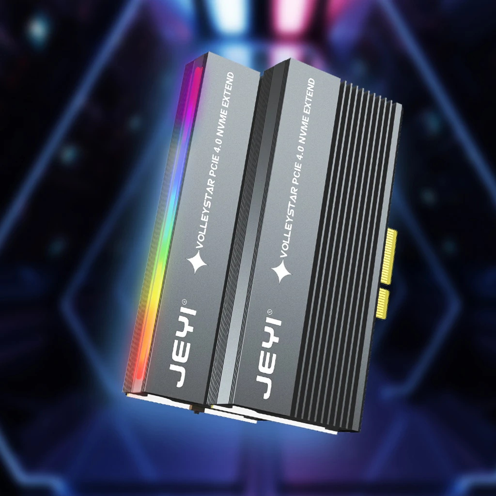 JEYI-disipador de calor de color negro, adaptador de SSD M.2 a PCIE X4, tarjeta de Puerto MKey, PCI-E, 3,0x4, velocidad completa, RGB, LED