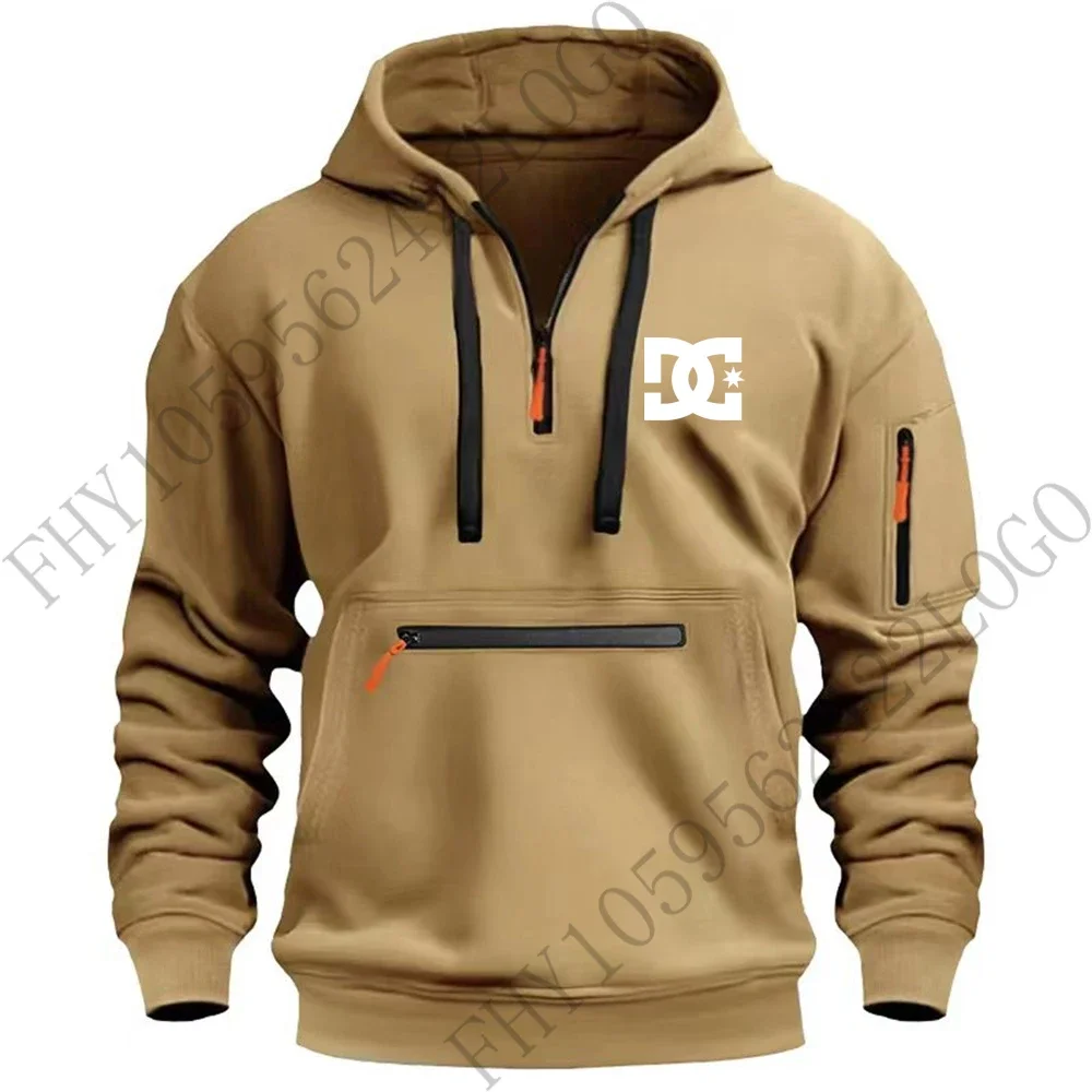 

2025 men's new autumn/winter loose printed hoodie sports clothing long sleeve zipper pocket European size hooded jumper