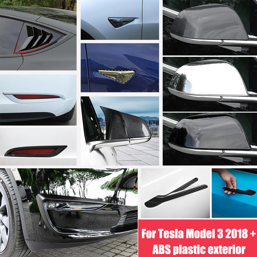 

Для Tesla Model 3 2018-2021 ABS Автомобильная зеркальная крышка от дождя брови передний задний противотуманный затвор дверной ручки