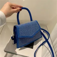 Fashionable Diamond Studded Women's Shoulder Bag Trendy Hong Kong Style Triangular Cover Crossbody Small Square Bag
