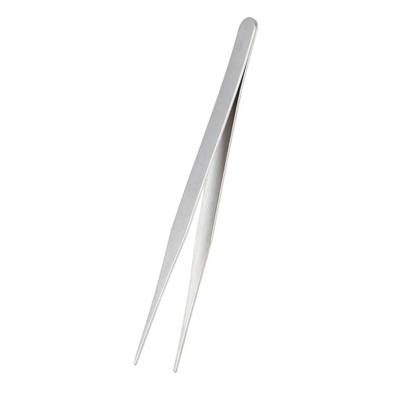4X Fine Point Silver Tone Pointy Straight Tweezers 4 1/2 Inch