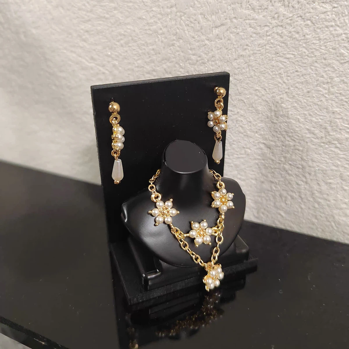 Akcesoria jubilerskie dla lalek 1/6, wykwintny naszyjnik z pereł w kształcie śnieżynki + luksusowe kolczyki + zestaw pierścionków z pereł dla lalek BJD 30 cm, do samodzielnego ozdabiania.