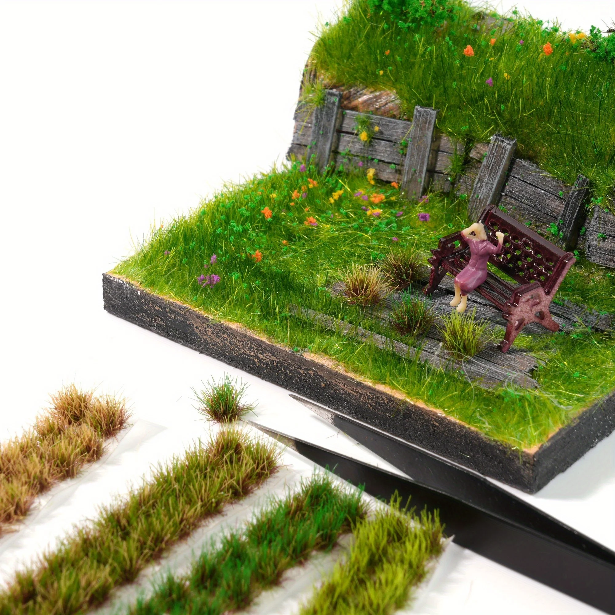 4 ألوان/120tufts نموذج خصلات العشب للمناظر الطبيعية المصغرة ، خصلات العشب النموذجية للباحات خصلات العشب الثابتة #6