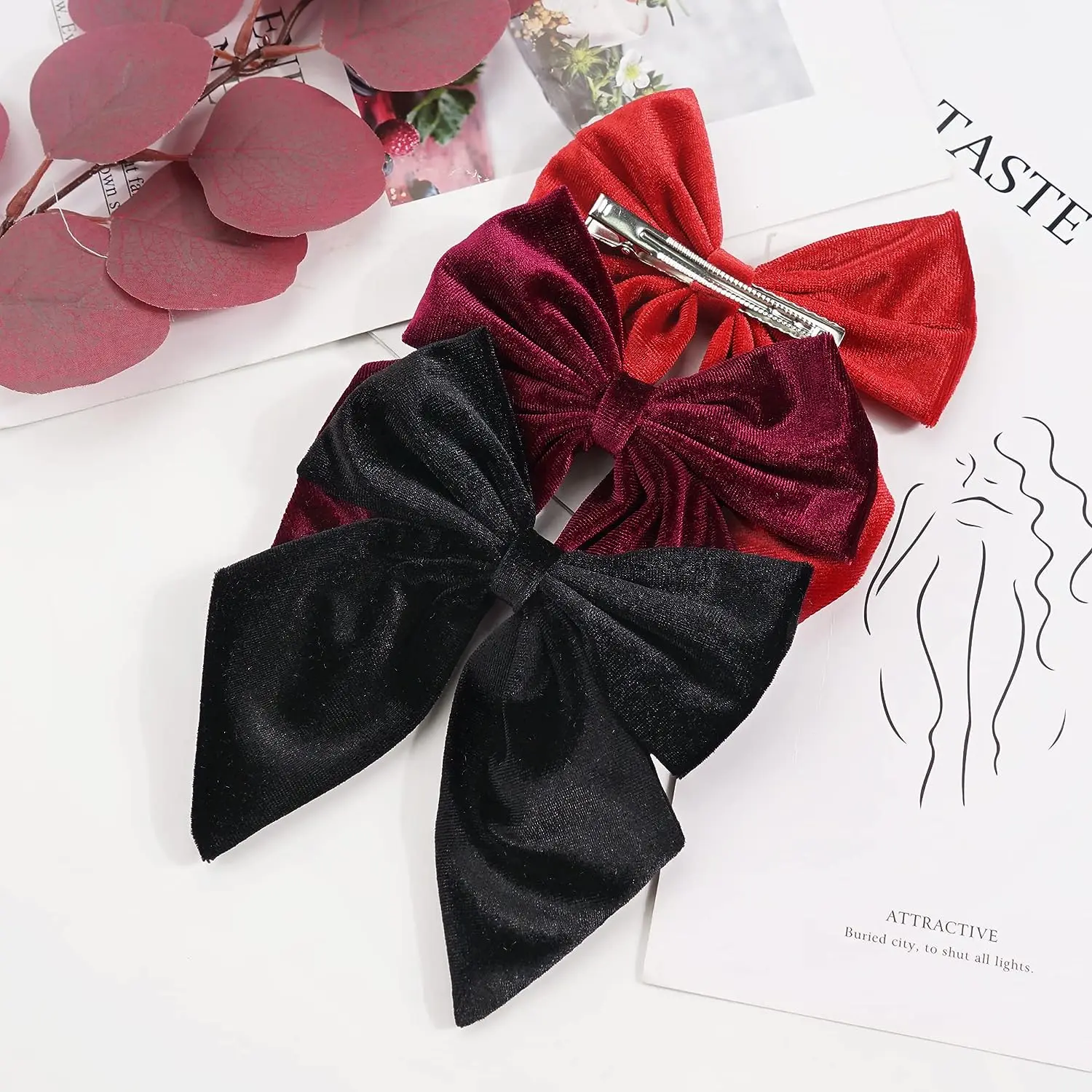 Velvet Sweet Bow Hairpins Solid Color Bowknot Hair Clips For Girls Satin Butterfly Barrettes Duckbill Clip Kids Hair Accessories