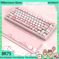 BATKNIGHT BK75 Mechanical Keyboard 3Mode 2.4G Wireless Bluetooth Rose Keyboard RGB Gasket Customized Gaming Keyboard Girl's Gift