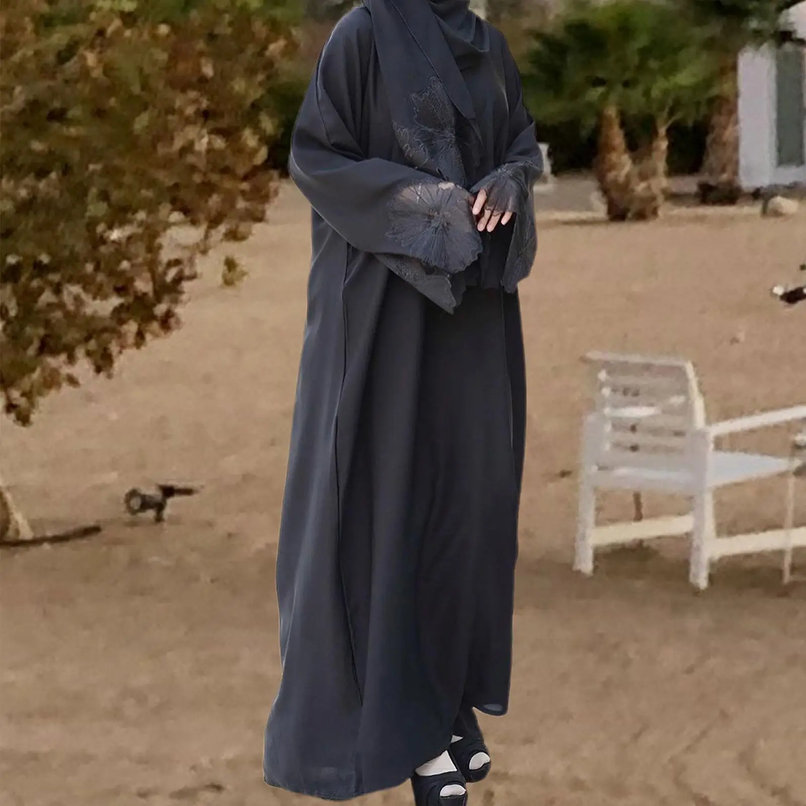 

Muslim Robe Full Cover Outfits Hooded Abaya Dress for Pray Festival Outdoor