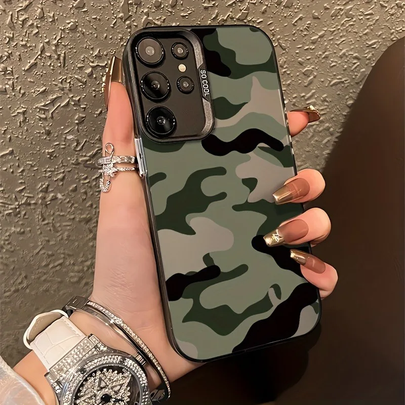 

Phone Case For Samsung Galaxy S25 S24 S23 S22 S21 Ultra Plus FE A16 A36 A56 A55 A54 A53 Black Green Leopard Print Artistic Cover