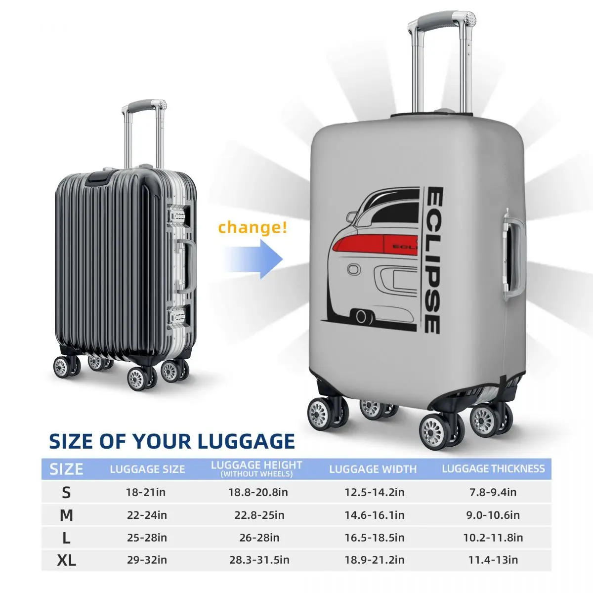 Eclipse 2G DSM 레드 여행 가방 커버 보호용 탄성 여행용 수하물 보호 커버(18-32인치용)