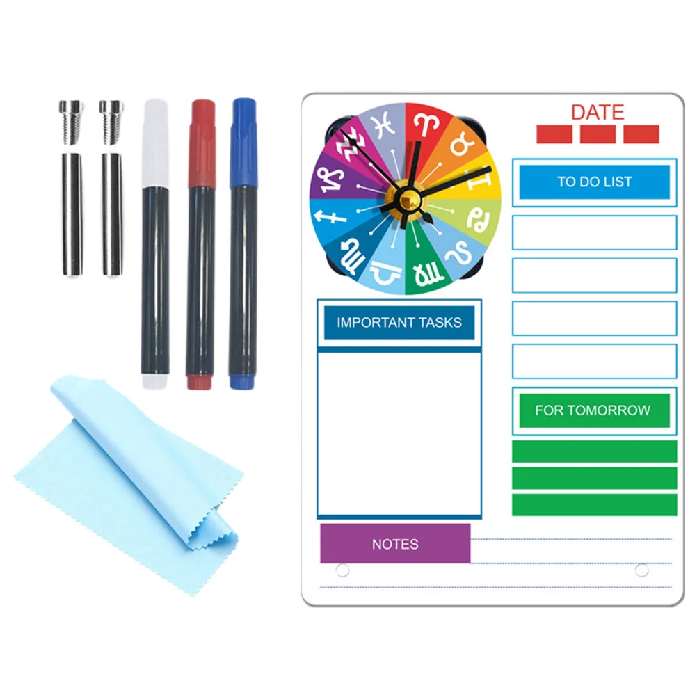 1 مجموعة سطح المكتب المفكرة ساعة مخطط مجلس الجاف محو الاكريليك منضدية مذكرة المنظم لأداة إدارة المنزل مكتب #4